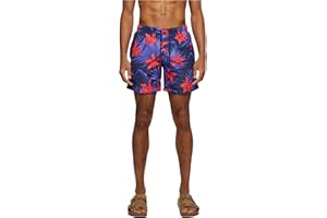Urban Classics Pattern Swim Shorts Palm Uomo Bermuda Nero/Oliva