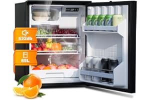 SMETA Nevera 12v Compresor 85L con Congelador, Nevera Camper 12v Furgoneta, Silenciosa, Frigorífico Autocaravana 12v Portátil, Nevera Camping para Caravana Camión Coche Barco Remolque, -15-10℃, Negro