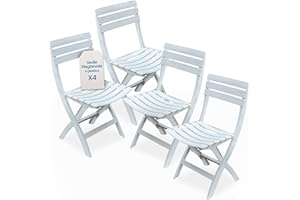 Tomaino - Sedie Pieghevoli da Esterno in Plastica - Set di 4 Sedie Pieghevoli Plastica Portatili Per Uso Esterno e Interno - Sedia Pieghevole Giardino, Balcone, Campeggio - Bianco