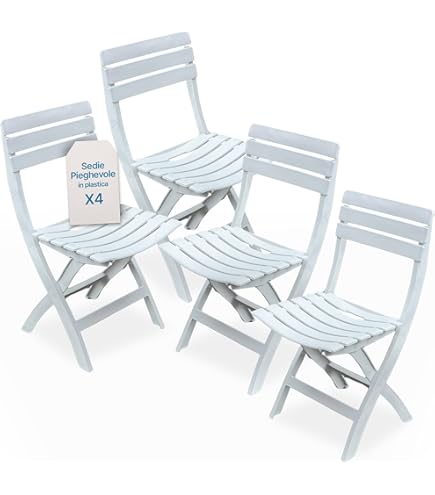 Sedia Pieghevole Da Giardino Verde Bosco - Plastica Robustà 80x45cm | Per Esterni, Balcone, Campeggio - Foto 3