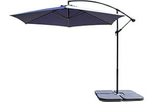All Seasons Gazebos Ross James premium garden parasol umbrella with crank handle including base weight (Navy Blue)