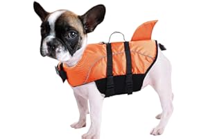 Queenmore Hunde Schwimmweste, Ripstop Schwimmweste Hund, Rettungsweste für Hunde, knuffelwuff Schwimmwesten mittel kleine große, Lebensretter mit Hebegriff für Kajak Schwimmen (Orange,XS)