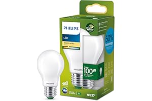 Philips, ampoule LED Ultra Efficient Classe A, 100W, culot E27, blanc chaud 2700K, dépolie, verre