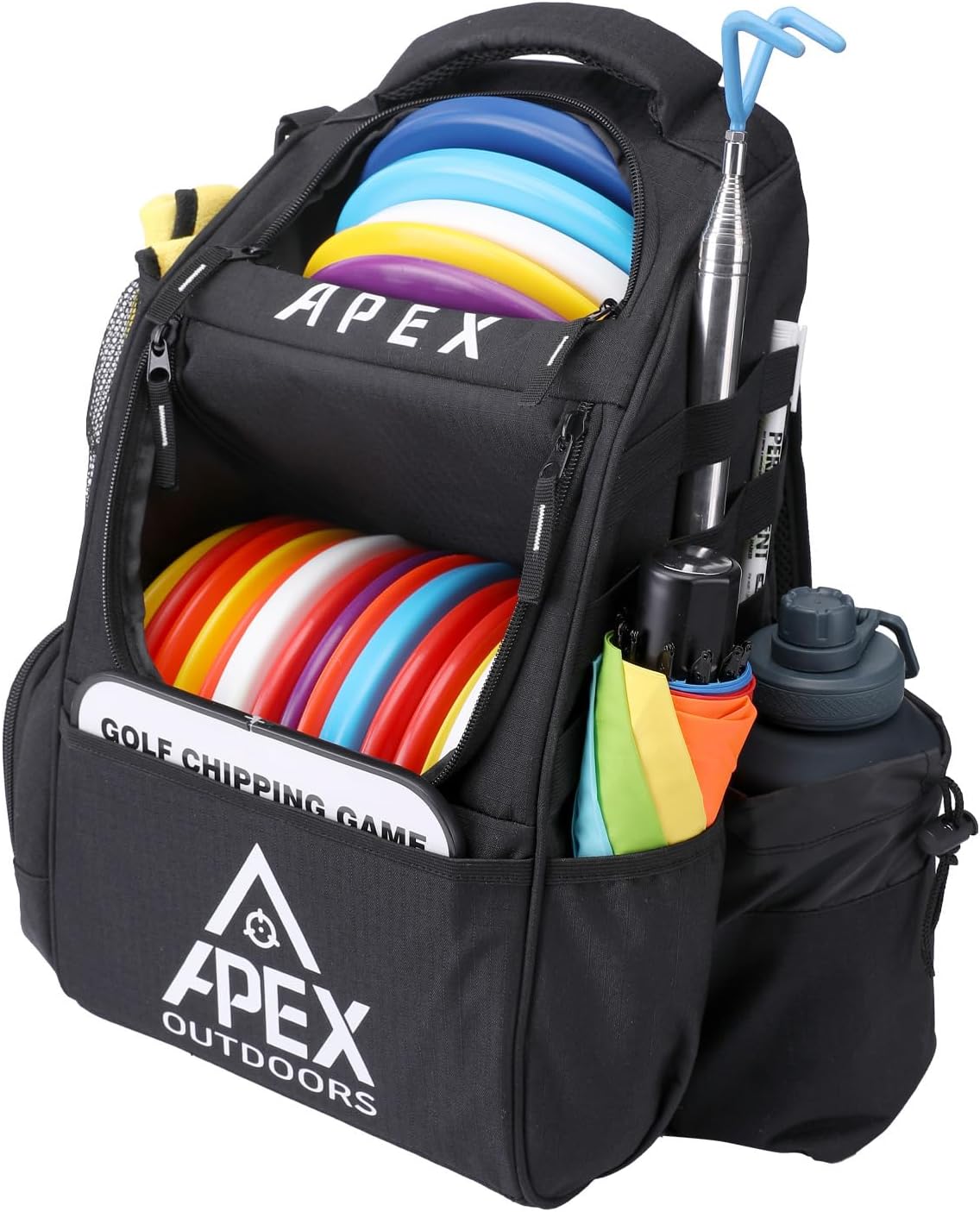 Apex Outdoors Bolsa de Golf de Disco, Mochila de Golf de Disco con más de 21 Discos, Bolsas de Golf duraderas y Ligeras con múltiples Bolsillos de Almacenamiento