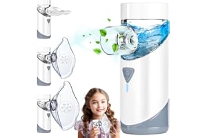 NAHKZNY Nebulizador Portatil Nebulizador Bebe Niños Inhalador Maquina de Aerosoles Ruido Bajo USB Recargable con Boquilla y 1 máscara de adulto y 1 máscara de niño Inhaladores