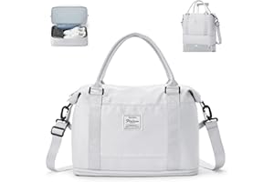 WEPLAN for Ryanair Airlines Underseat Cabin Bag 40x20x25 Travel Duffel Bag Easyjet Cabin Bag 45x36x20 Holdall Bag Carry on Hand Luggage Overnight for Women Men,Dry Wet Seperated Sport Bag,Light Gray