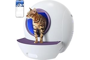 ELS PET Automatisches Katzenklo: WiFi Selbstreinigende Katzentoilette mit APP Steuerung/Max Kapazität/LED Alert Licht, Katzenklo Selbstreinigend für Mehrere Katzen, Lila