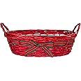 Wickerfield Wicker Basket with Handles and Bowknot Home Collection Storage Basket Display Decoration Gift Shelf Hamper (Red)
