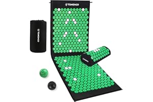 TOMSHOO Shiatsu, Tappetino da Massaggio per Agopuntura, Kit per agopressione, Tappeto di Agopressione, Agopuntura Cuscino con Borsa, per Alleviare Il Mal di Schiena, la Testa
