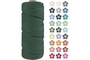 LEREATI Makramee Garn 2mm x 100m Dunkelgrün Baumwollkordel Natur Baumwollseil Farbig Baumwollgarn, Macrame Cord 2mm für DIY Geflochten, Makramee Deko, Hängepflanze, Wandbehang, Vorhang