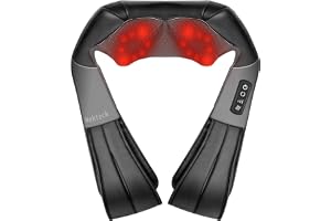 Nekteck Shiatsu Neck and Back Massager with Soothing Heat, Electric Deep Tissue 3D Kneading Massage Pillow for Shoulder, Leg, Body Muscle Pain Relief, Home, Office, and Car Use