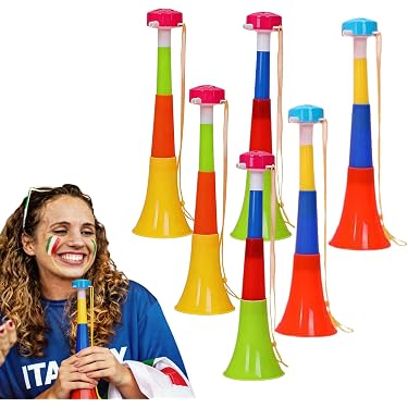 Lot De 4 Mégaphones De Supporter PRETYZOOM – Jaunes Et Rouges, Légers, En Plastique, Pour Matchs Et Animations Sportives