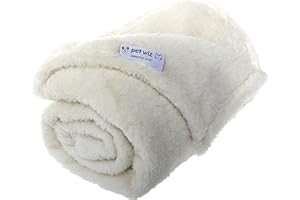 PET WIZ Morbida coperta in pile per cani e gatti, calda coperta per animali domestici, lavabile in lavatrice, coperta da letto e da viaggio, protegge i mobili, crema, M, 80 x 100 cm