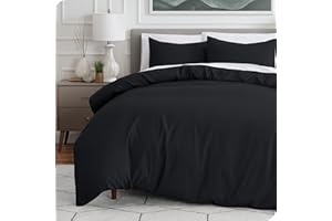 Bare Home Juego de Funda Nórdica - Cama 135 x 200 cm - Funda de Edredón de Microfibra 135 x 200 y 1 Funda de Almohada 80 x 80, Negro