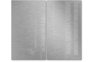 DEQORI Juego de 2 cubiertas de vitrocerámica de cristal, 60 x 52 cm, diseño "acero cepillado", placas de vitrocerámica en cocina, universales, placas de vidrio y tablas de cortar para placa de cocción