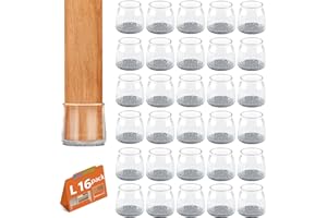 16Pcs Chair Floor Leg Protectors, BAIPOK Silicon Chair Leg Caps for Hardwood Floors, Furniture Feet Protectors Pads, Rectangle Chairs Leg Covers With Stronger Felt Pads