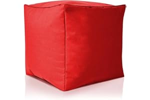 ‎GREEN BEAN Green Bean Sitzsack-Hocker 40x40x40cm mit EPS-Perlen Füllung - Fußhocker Fußkissen Sitz-Pouf für Sitzsäcke - Bodenkissen für Kinder und Erwachsene - Fußablage Sitzkissen Sitzhocker Rot