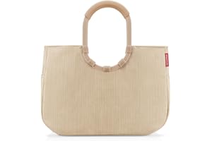 reisenthel loopshopper L frame cord sand – Stabile Tasche mit praktischen Fächern aus recycelten PET-Flaschen – Charmantes und wasserabweisendes Design