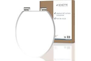SCHÜTTE Abattant WC avec frein de chute - abattant WC en bois compressé - Très grande résistance au poids, testée jusqu'à 150 kg - Blanc