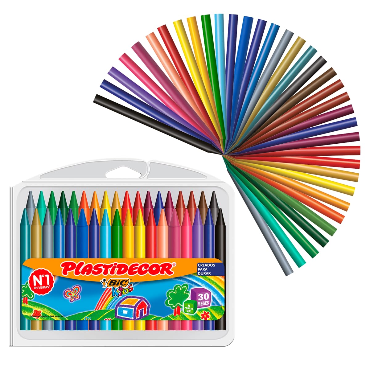 BIC Kids Ceras de Colores para Niños, Plastidecor, Colores Surtidos, Óptimo Para Colorear y Dibujar, Material Escolar, 36 Unidad (Paquete de 1), Clásico, Modelo Surtido