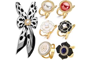 XoeLLe 6 Stück Schal Ring Schnalle Schalring Clip, Vintage Brosche Knöpfe Clips für Kleidung, Schalschnalle Goldene Strickjacke Schal Clips Verschluss für Kragen Umhang Schals Mantel Tragen