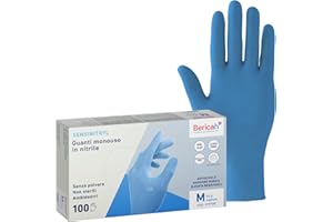 Bericah, Sensinitryl, Guanti in Nitrile, Senza Polvere, Taglia M,100 Pezzi