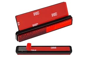 evermotor Réflecteur arrière pour moto testé E4-108 x 18 x 12mm Réflecteur œil de chat à l'arrière avec plaque en aluminium de 150° autocollante - Autocollants réflecteurs 2 pièces