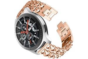 WNHTFAC Armband Kompatibel mit Samsung Gear S3 Classic/Frontier/Galaxy Watch 46mm, Damen Herren Bling Edelstahl Verstellbare 22mm Ersatzarmbänder Uhrenarmband für Galaxy Watch 3 45mm/für Huawei Watch GT2 46mm