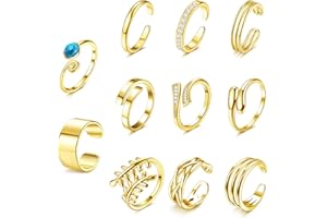 Kakonia 12 Pezzi Anelli per Punta da Donna Anelli per Punta Aperta Regolabili da Spiaggia Anello per Piede Gioielli