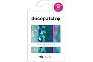 Décopatch TD927C - Assortiment de 4 papiers Foil avec dorure à Chaud - Papier déco - Aurores boréales