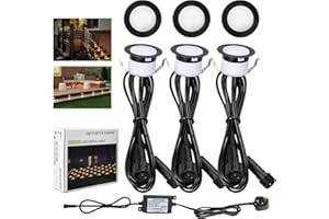 GEYUEYA Home LED Decking Lights Warm White,Ø31MM LED Plinth Lights Kit Deck Lighting for Terrace/Patio/Path/Deck/Garden-6 Pack