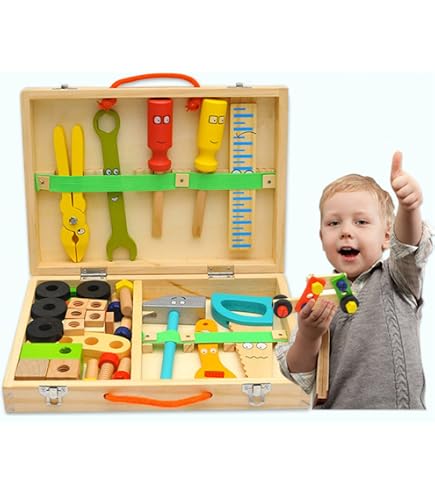 Kit Montessori PICKONA 204 Pièces - Perceuse Électrique Enfant, Mosaïque Créative - Jeu De Construction DIY