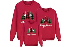 ZUOYUE Sudaderas Navideñas Familiares Suéter Familia Invierno Navideño Familiar Manga Larga Pullover Christmas Jumper Blusas Cuello Redondo Tops Talla Grande Mujer Hombre Niño Niña Ropa Navideña