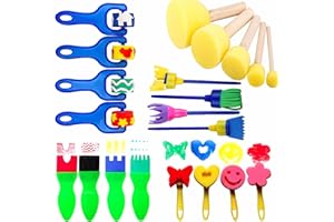 ELEGANCE-GO Kit de Esponja y Cepillos de Pintura - 21 Piezas para Niños, Artesanía y Bricolaje