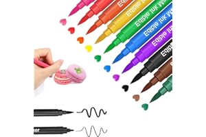RYNVARL 10 Feutres Alimentaires Comestibles – Stylos Double Pointe pour Décoration Gâteaux, Chocolat, Biscuits, Macarons – Encre Alimentaire Sécurisée – Activité Créative Enfant & Pâtisserie