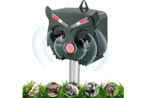 NILIOYUL Cat Repellent for Gardens,Fox Deterrents for Gardens,Ultrasonic Solar Outdoor Animal Scarers,Cat Deterrents with Ground Stake and Led Flashing Light Waterproof, for Yard Squirrels Cats, Foxes, Rats