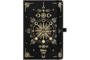 ARTFAN Diary 2026 - A5 2026 Diary from Jan. to Dec. 2026, diary 2026 Week to View, with Pen Loop, 21.3 x 14.7 x 1.6 cm, phase of the moon