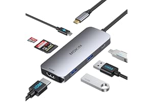 Hub USB C, MOKiN 7 en 1 Adaptateur USB C avec HDMI 4K@60Hz, 100W PD de Charge, Multiport USB 3.0, Lecteur de Carte SD MicroSD, Compatible avec MacBook Pro/Air, XPS, Dell, HP