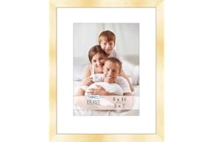 Icona Bay - 20x25 cm Gold Picture Frame with Removable Mat for 13x18 cm Photo - Modern Style Wood Composite Frame - Table Top or Wall Mount - Bliss Collection.