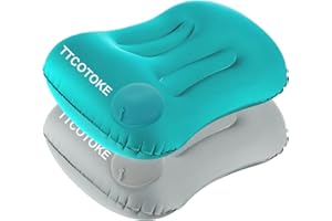 TTCOTOKE Cuscino Gonfiabile da Campeggio, 2 PCS Cuscino Gonfiabile Ultra Leggero Supporto Lombare e per Collo, Compatto Ergonomico Cuscino da Viaggio Ultraleggero, Ideale per Campeggio, Viaggio, Spiaggia