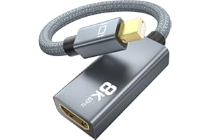 ULT-WIIQ Adaptateur Mini DisplayPort vers HDMI 8K, convertisseur Mini DP Thunderbolt mâle vers HDMI 2.1 femelle, prend en charge 8K @ 60Hz, 4K @ 144Hz, 2K @ 240Hz, HDR, FreeSync, moniteur, graphiques