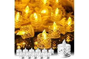 TINYOUTH 12PCS LED Tea Light Candles, Flameless Crystal Tealights Candles Batteries Included for Wedding Party Anniversary Engagement Decoration, Diamonds Shell