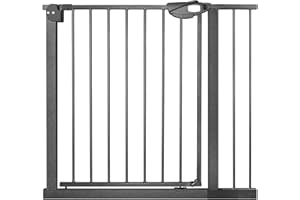 UISEBRT Treppenschutzgitter Ohne Bohren Türschutzgitter Kinder Treppengitter Türgitter Baby, 85-95cm breit, Selbstschließend, Einhändiges Öffnen Metall Gitter, Schwarz