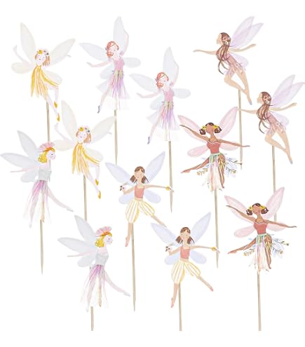 36 Stück Fee Cupcake-Topper Roségold – Glitzer Blumen Engel Deko Für Kuchen, Hochzeit & Babyparty