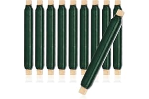 com-four® 10x Juego de Alambres para Envolver Flores - Alambre para Atar en Verde Enrollado en un Palo de Madera - Grosor 0,65 mm, 1000 g (Verde - 10 Piezas)