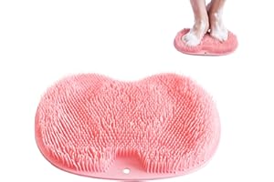 SUOXU Duschmatte, Fußschrubber, Massagegerät, Gummi, Fußschrubber Matten mit rutschfesten Saugnäpfen, Verwendung in der Dusche, reinigt, peelt und massiert Ihre Füße (Fußschrubber Matten-Pink)