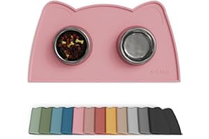 OHMO Podkładka pod miskę dla małych psów i kotów, 46 x 25 cm, antypoślizgowa podkładka pod karmę z silikonu, wodoszczelna, delikatny róż