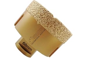 SHDIATOOL Forets Diamant 68mm Brasé Sous Vide et Trépans avec Filetage M14 pour Perçage à sec en Porcelaine Carrelage Granit Marbre