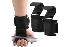 YULADO Fitness Gewichtheberhaken für Männer & Frauen (Paar),8 mm dicke Handgelenkpolster Gewichthebergriffe für Powerlifting, Shrugs, Rows & Deadlift Support - Gym Lifting Straps mit Pull Up Hooks