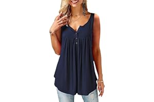 Beluring Women Casual V Neck Pleated Tunic Tops Shirts Blouse